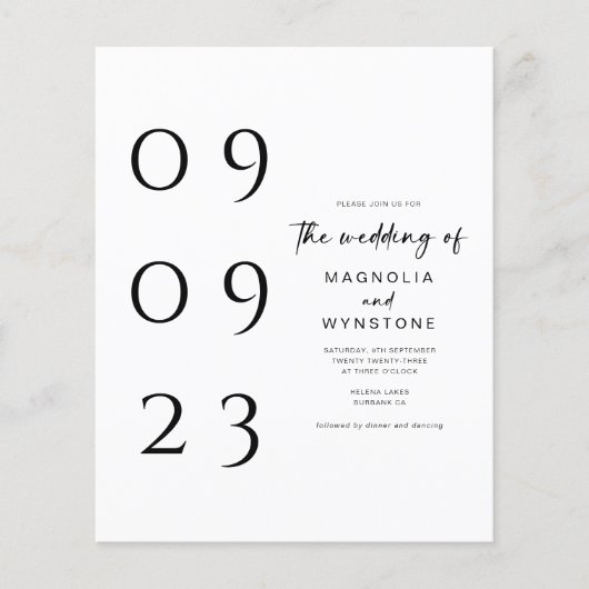 Budget Moderne Minimale Uitnodiging van de Weddens (Voorkant)