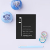 Budget Moderne Minimale Zwarte Bold Initialen Wedd Flyer (Enkel)