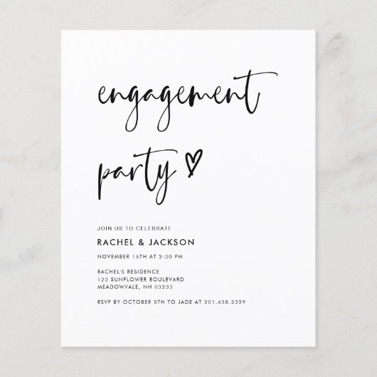 Budget Moderne Minimalist Script Engagement Party Flyer (Voorkant)