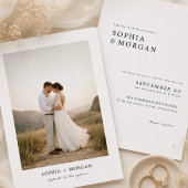Budget Moderne Minimalistische Boho Foto Bruiloft Kaart