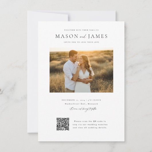 Budget Moderne Minimalistische Foto QR Code Trouwe Kaart (Achterkant)
