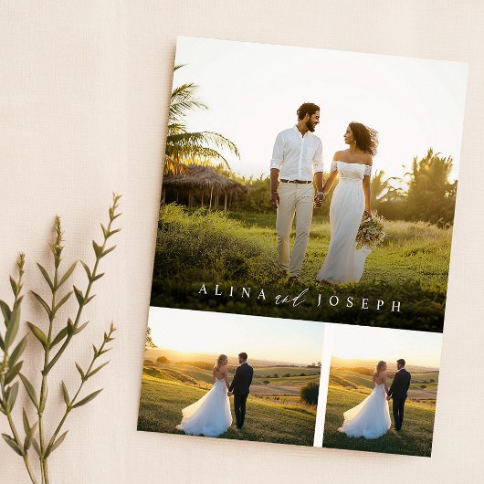 Budget Moderne Minimalistische Fotobruiloft Uitnod