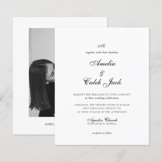 BUDGET Moderne Monogram Foto Huwelijksuitnodiging
