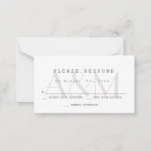 Budget Moderne Monogram Weddenschap RSVP Kaarten Notitiekaartje (Voorkant)