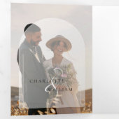 Budget Moderne Multi Foto RSVP Details Bruiloft Drieluik Uitnodiging (Binnenzijde eerst)