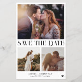 Budget moderne multi foto trouwkaart save the date flyer (Voorkant)