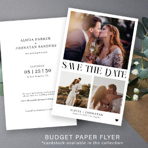 Budget moderne multi foto trouwkaart save the date flyer