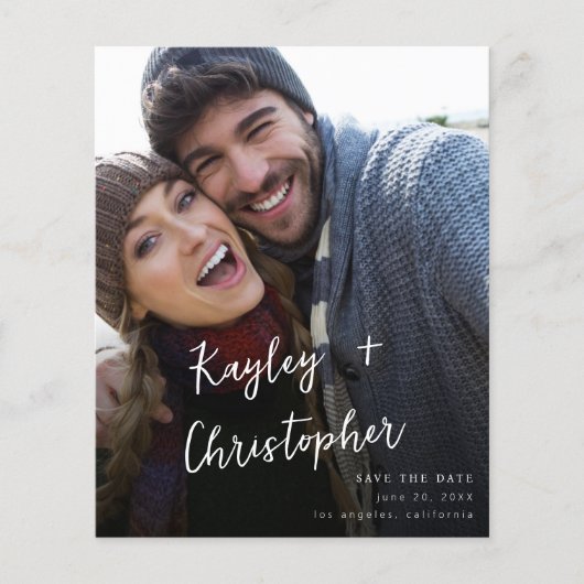 Budget Moderne Naam Foto Verti Chic Opslaan Datum (Voorkant)