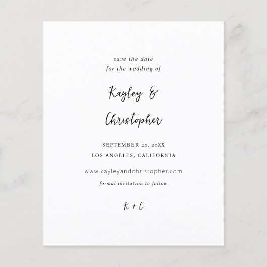 Budget Moderne Naam Foto Verti Chic Opslaan Datum Flyer (Achterkant)