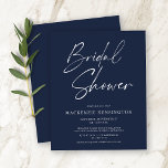 Budget Moderne Navy Blue Bridal Shower<br><div class="desc">Budgetvriendelijke minimalistische marineblauw Vrijgezellenfeest met blauw marineschower-uitnodiging met onze handgeschreven tekentypografie en uw aangepaste details. Ideaal voor je affaire. **Ons BUDGET document is kleiner en delicater, maar toch mooi!** Voor een vergelijking van papiertypen kunt u hier onze video bekijken: https://youtu.be/G0F9Am5HPD4 Als u hulp nodig hebt of objecten wilt aanpassen, kunt...</div>