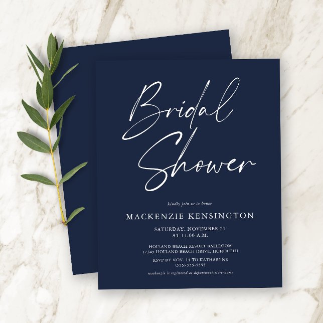 Budget Moderne Navy Blue Bridal Shower (Creator heeft geüpload)