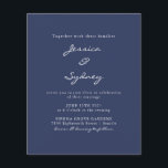 Budget Moderne Navy Blue Script Wedding Invitation<br><div class="desc">Budgetminimalistisch modern modern marinesultair blauw-lijngesprek uitnodigen</div>