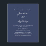 Budget Moderne Navy Blue Script Wedding Invitation<br><div class="desc">Budgetminimalistisch modern modern marinesultair blauw-lijngesprek uitnodigen</div>