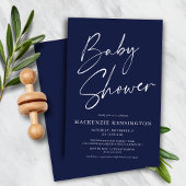 Budget Moderne Navy Blue Simple Script-Baby shower