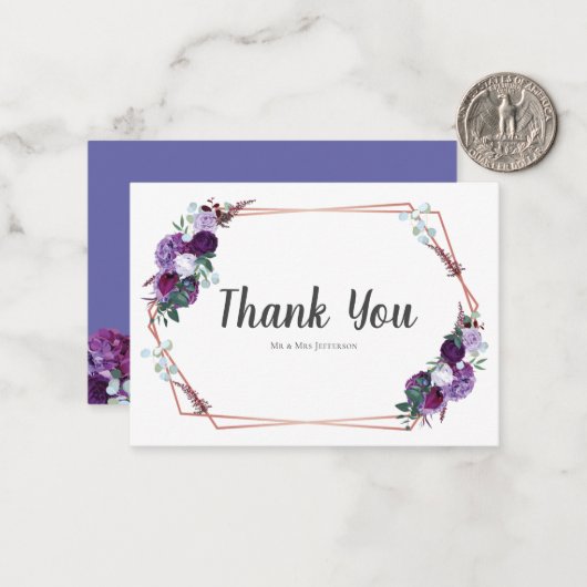 Budget Moderne Paarse Floral Weddenschap Hartelijk Notitiekaartje (Voorkant / Achterkant in situ)