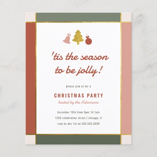 Budget Moderne Pastel & Gouden Boom Kerstfeest (Voorkant)