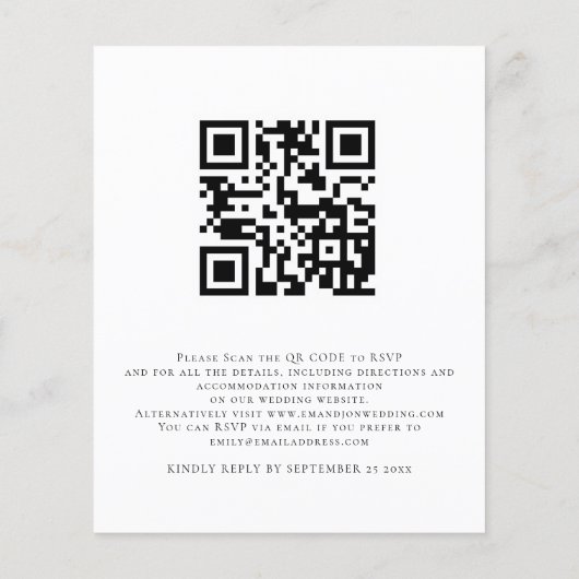 Budget Moderne Photo Overlay QR Code Wedding RSVP (Achterkant)