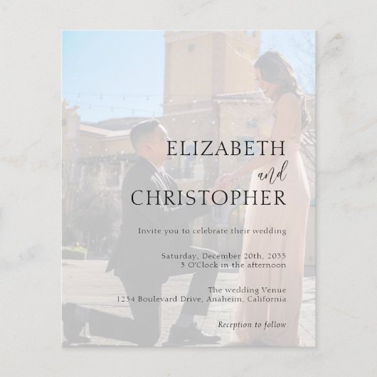 Budget Moderne Photo Wedding Invitation Flyer (Voorkant)