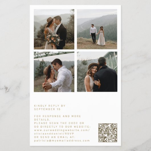 Budget moderne QR code 4 foto alles in één bruilof Flyer (Achterkant)