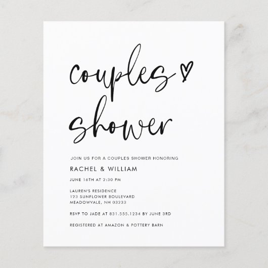 Budget Moderne QR Code Koppels Douche Flyer (Voorkant)