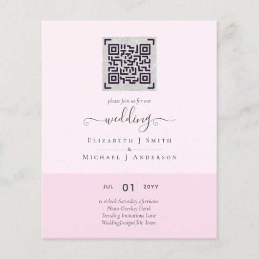 BUDGET Moderne QR Scanning Code Wedding nodigt uit Flyer (Voorkant)