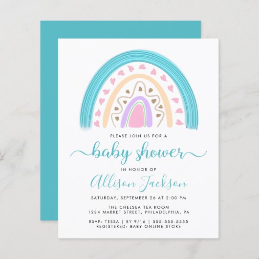 Budget Moderne Rainbow-Baby shower (Voorkant / Achterkant)