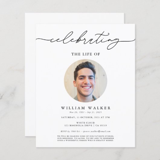 Budget Moderne Ronde Foto Viering van het Leven (Voorkant / Achterkant)