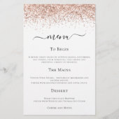 Budget Moderne Roos Gold Glitter Wedding Menu (Voorkant)