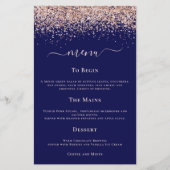 Budget Moderne Roos Gold Glitter Wedding Navy Menu (Voorkant)