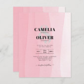 BUDGET Moderne , roze , roze weddenschap uitnodigi (Voorkant / Achterkant)