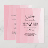BUDGET Moderne , roze , roze weddenschap uitnodigi (Voorkant / Achterkant)