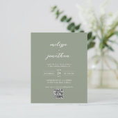 BUDGET Moderne Sage Groene Foto QR Code Trouwen (Staand voorkant)