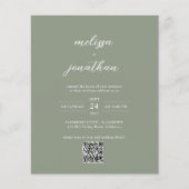 BUDGET Moderne Sage Groene Foto QR Code Trouwen (Voorkant)