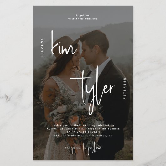 Budget moderne script foto QR bruiloft uitnodiging Flyer (Voorkant)