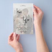 Budget moderne script foto QR bruiloft uitnodiging Flyer (Hand)