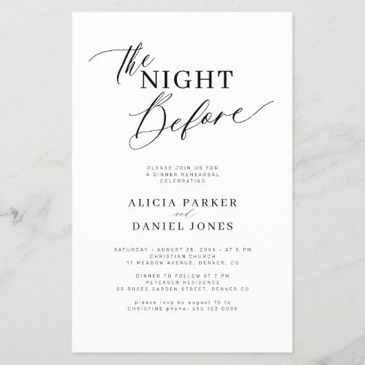 Budget moderne script repetitie dineruitnodiging flyer (Voorkant)