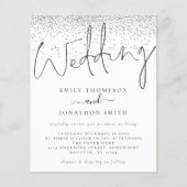 Budget Moderne Script Silver Glitter Wedding Invit (Voorkant)