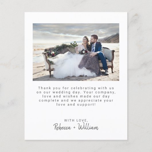 Budget Moderne Script Trouwfoto Dankkaartjes (Achterkant)