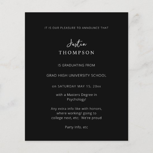 Budget Moderne Side Photo Afstuderen - zwart (Achterkant)