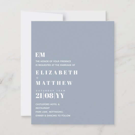 Budget Moderne Stofblauwe Trouw Uitnodigingen (Voorkant)