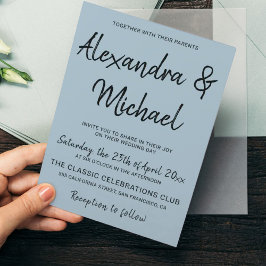 Budget moderne stoffige blauwe trouwkaart