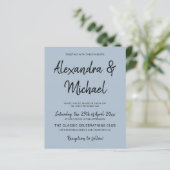 Budget moderne stoffige blauwe trouwkaart (Staand voorkant)