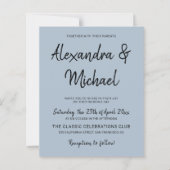 Budget moderne stoffige blauwe trouwkaart (Voorkant)