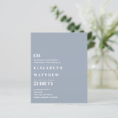 Budget Moderne Stusty Blue Wedding Invites (Staand voorkant)