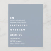 Budget Moderne Stusty Blue Wedding Invites (Voorkant)