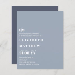 Budget Moderne Stusty Blue Wedding Invites