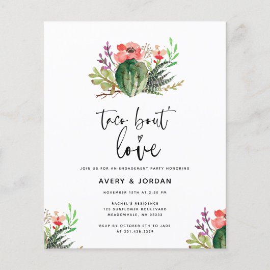 Budget Moderne Taco Bout Love Engagement Party (Voorkant)