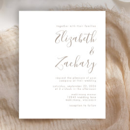 Budget Moderne Taupe Script Trouw Uitnodiging