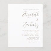 Budget Moderne Taupe Script Trouw Uitnodiging (Voorkant)