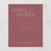 BUDGET Moderne Trouw Dusty Rose Roze Gouden Uitnod (Voorkant)